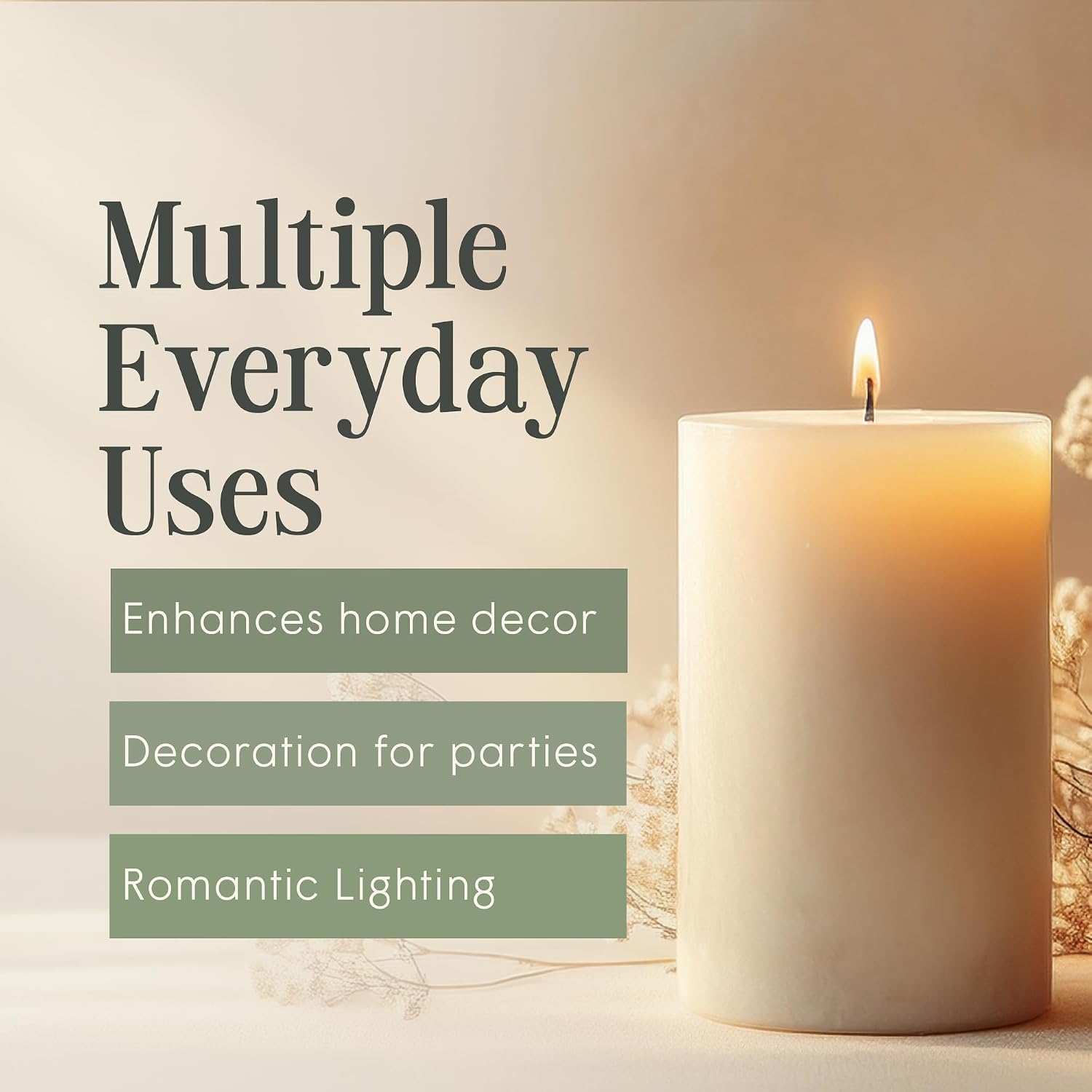 Mister Candle Unscented 4"x6" Ivory Pillar Candle, Solid Color, Cotton Wick, Dripless & Smokeless, Premium Wax Candle for Home Decor, Handmade, 120 Hour Burn Time - Image 5